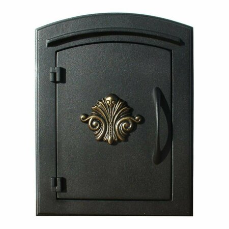BOOK PUBLISHING CO 12 in. Manchester Security Drop Chute Mailbox with Decorative Scroll Logo Faceplate - Black GR3167645